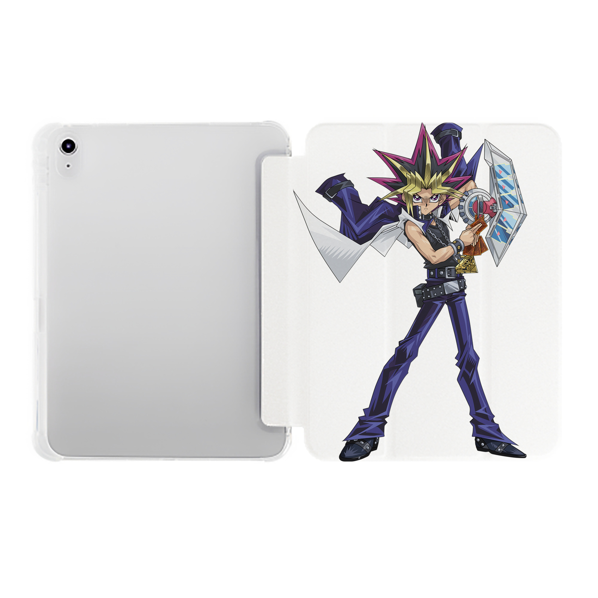 （画像用） 遊☆戯☆王 Yu-Gi-Oh! IPad ケース ペン収納付き 三つ折りスタンド PUレザー×シリコン 対応機種9.5/10.5/10.9インチ